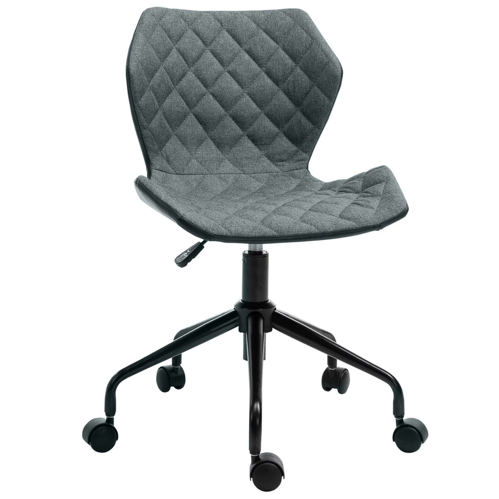 Homcom Home Office Swivel Computer Desk Chair With Nylon Wheels Adjustable Height Linen Grey