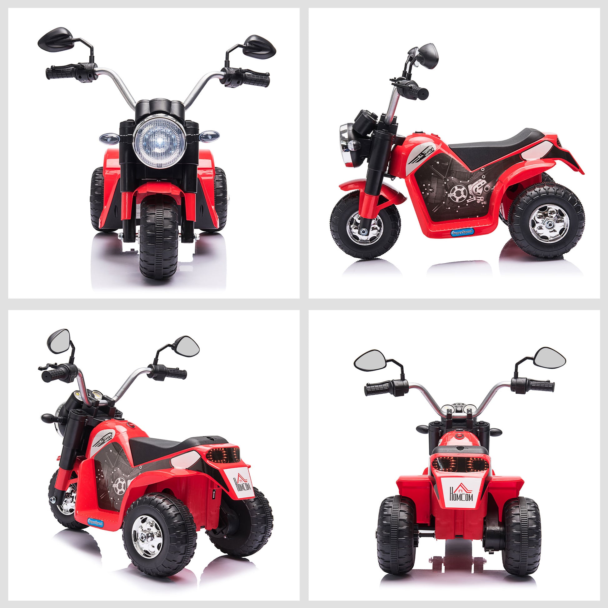 Homcom Kids 6V Electric Motorcycle Ride-On Toy Battery 18 - 36 Months Red