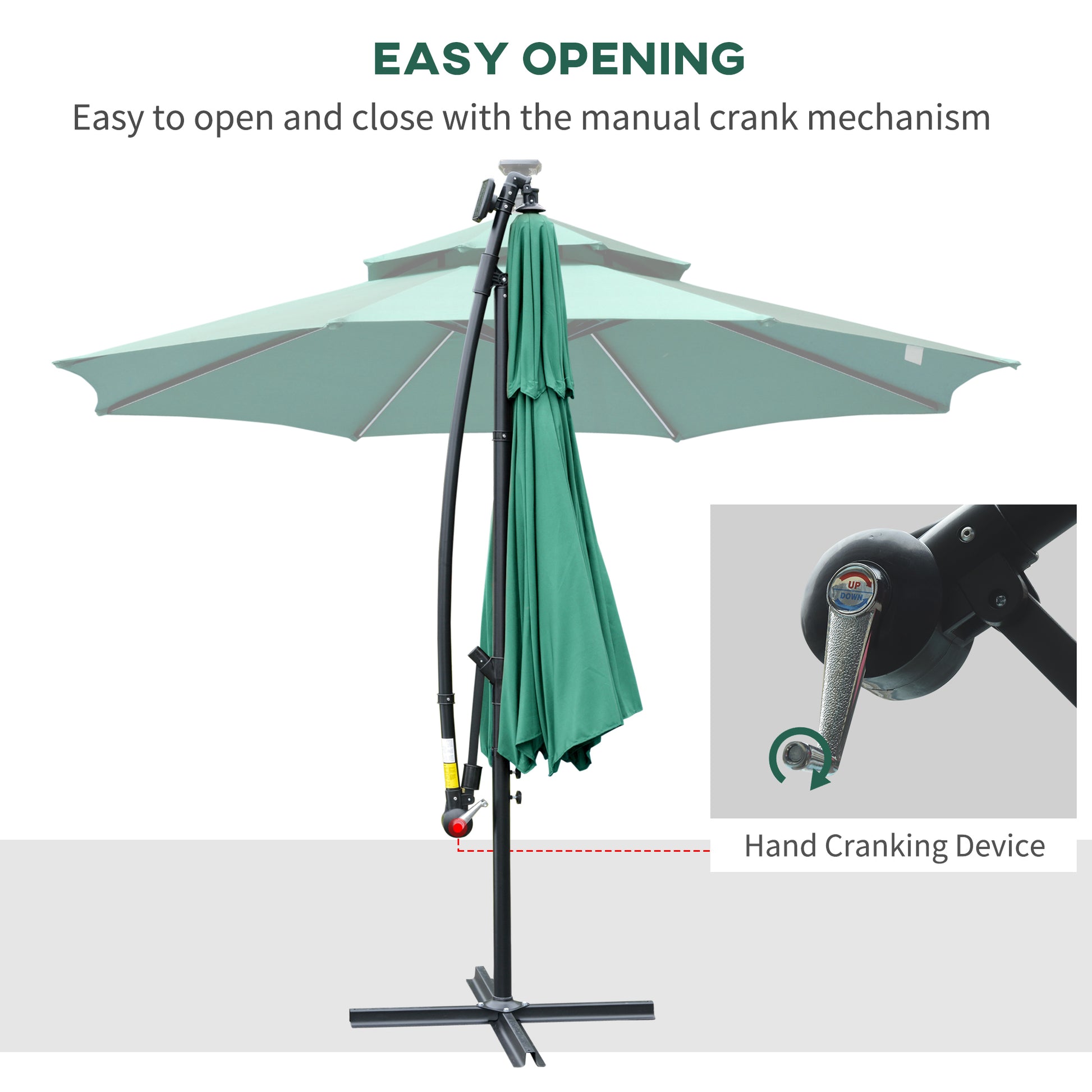 Outsunny 3(m) Cantilever Banana Parasol Hanging Umbrella with Double Roof