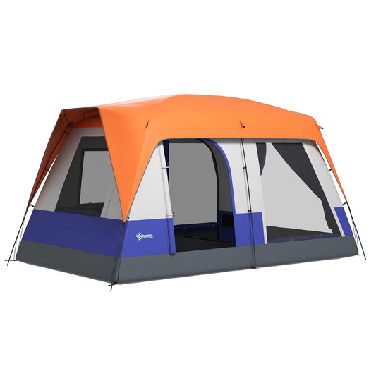 Six-Man Camping Tent, with Small Rainfly and Accessories - Orange-0