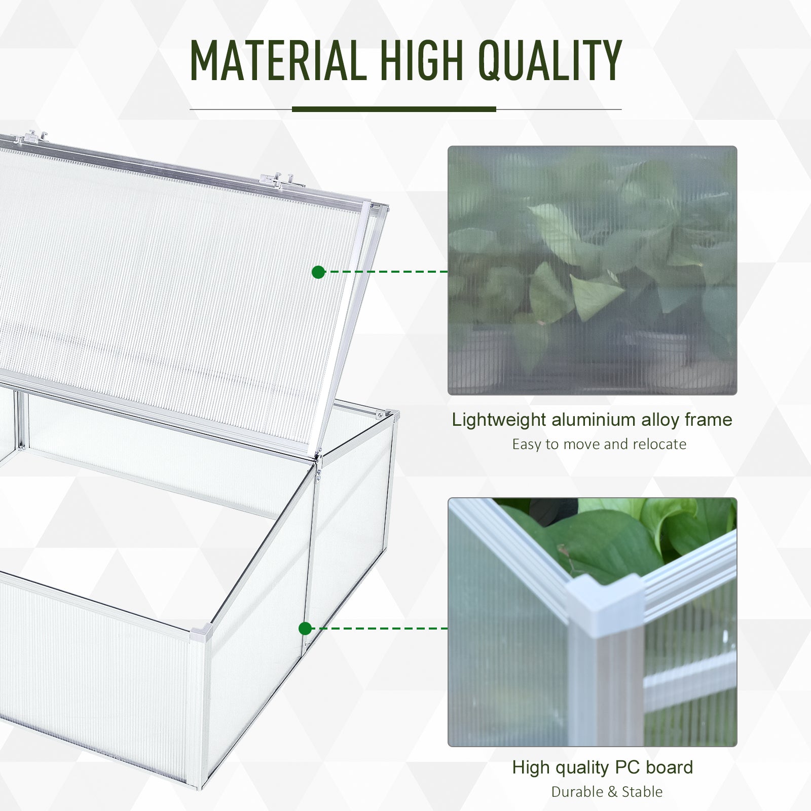 Outsunny 100L x 100W x 48H cm PC Board Greenhouse Adjustable Roof Grow House -Transparent