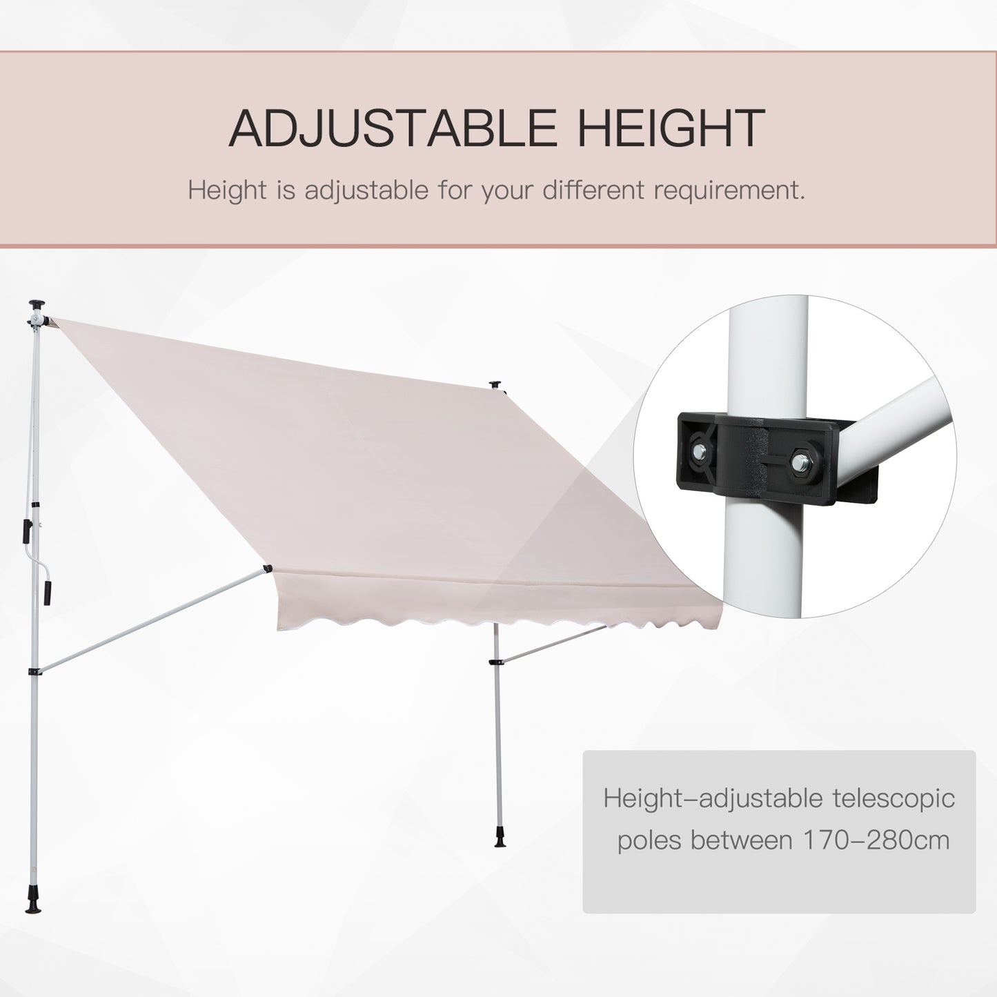 Outsunny 3x1.5m Adjustable Outdoor Aluminium Frame Awning Beige