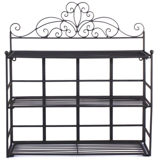 Classic Shelving Unit Metal Black 3 Shelves