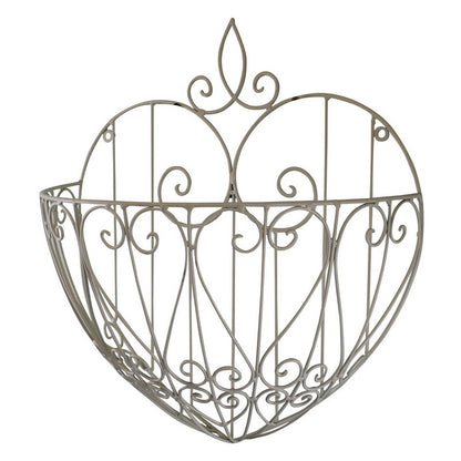 Heart Planter Metal Silver Wall Mounted - 39cm