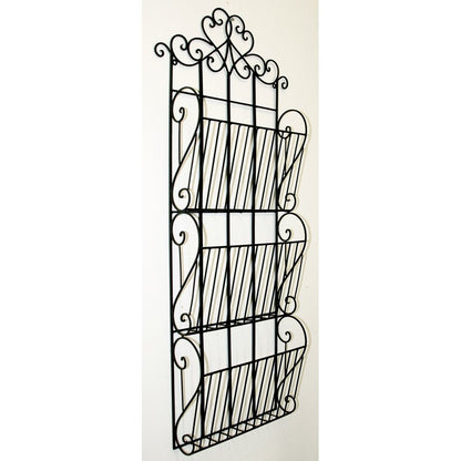 Black Scroll Wall Hanging 3 Section Magazine Rack