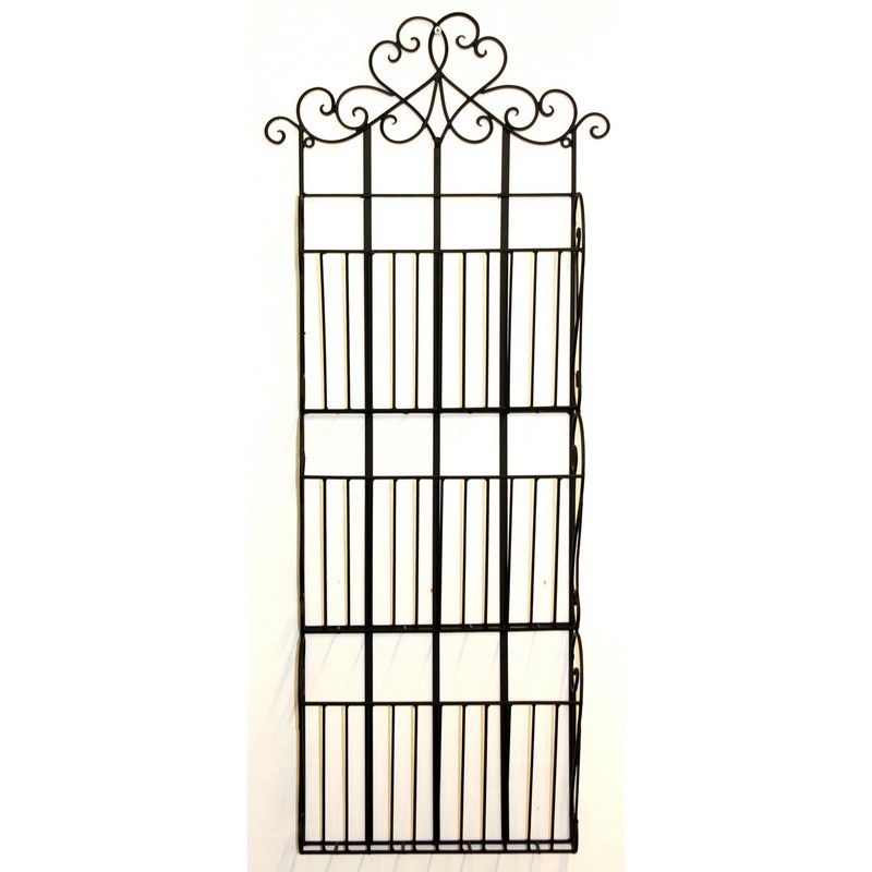 Black Scroll Wall Hanging 3 Section Magazine Rack