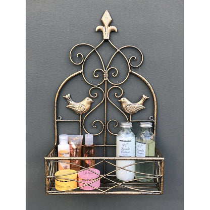 Planter Metal Gold with Bird Pattern Wall Mounted - 48.3cm