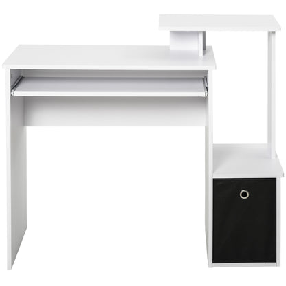 Homcom Computer Desk with Sliding Keyboard Tray Storage Drawer Shelf Home Office Workstation White