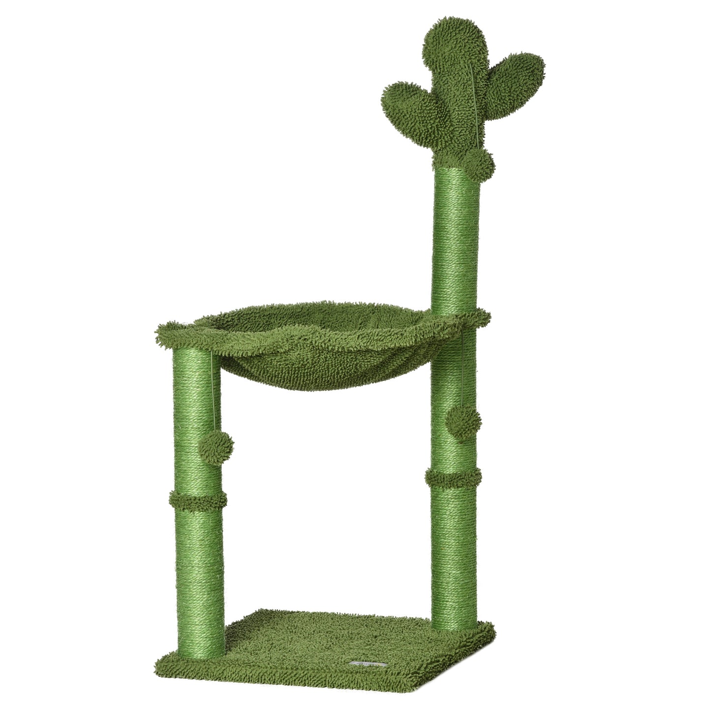 PawHut Cat Tree Tower Cactus Shape w/ Scratching Post Hammock Bed Ball Kitten Toy