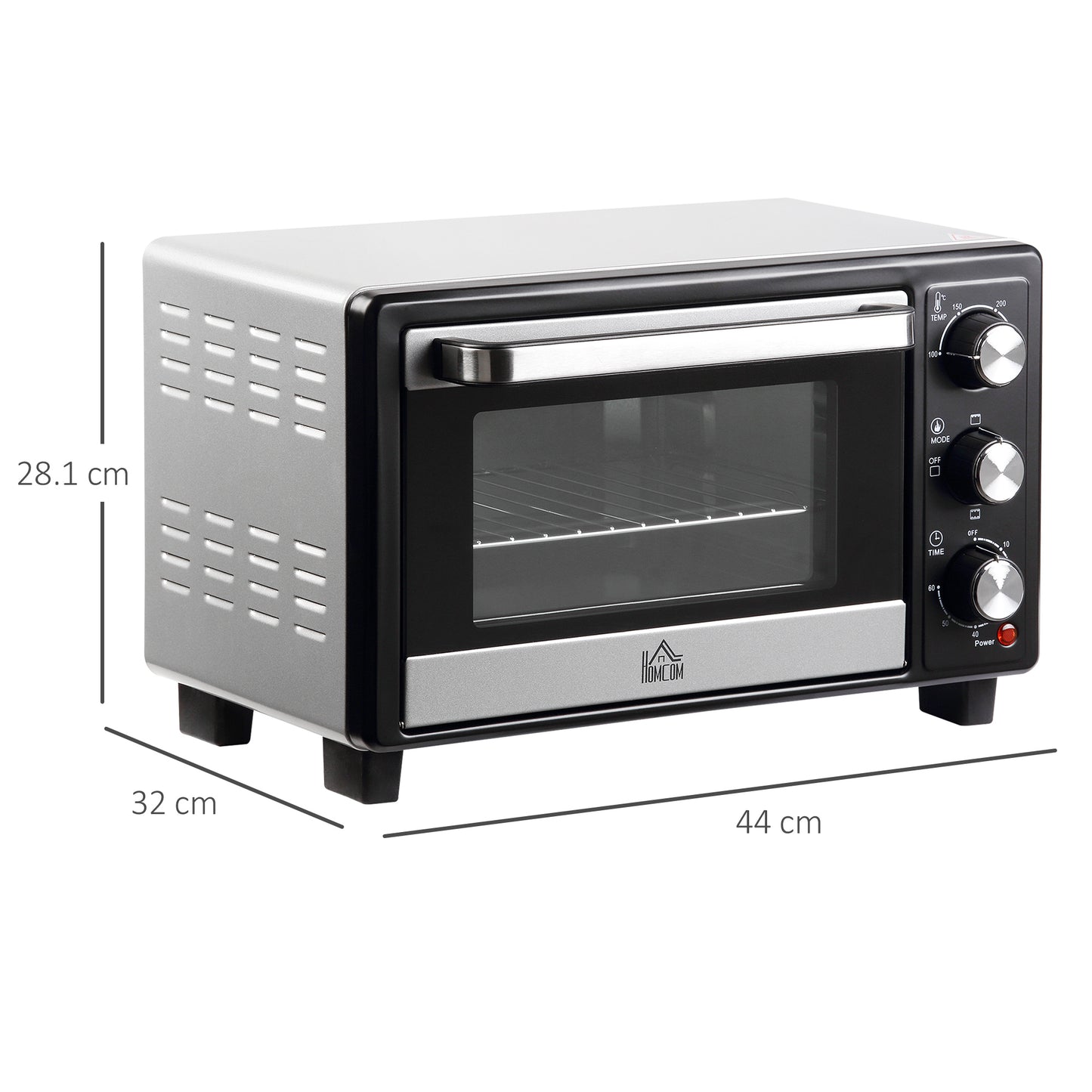 16L 230C Mini Oven With Timer Silver & Black by Homcom