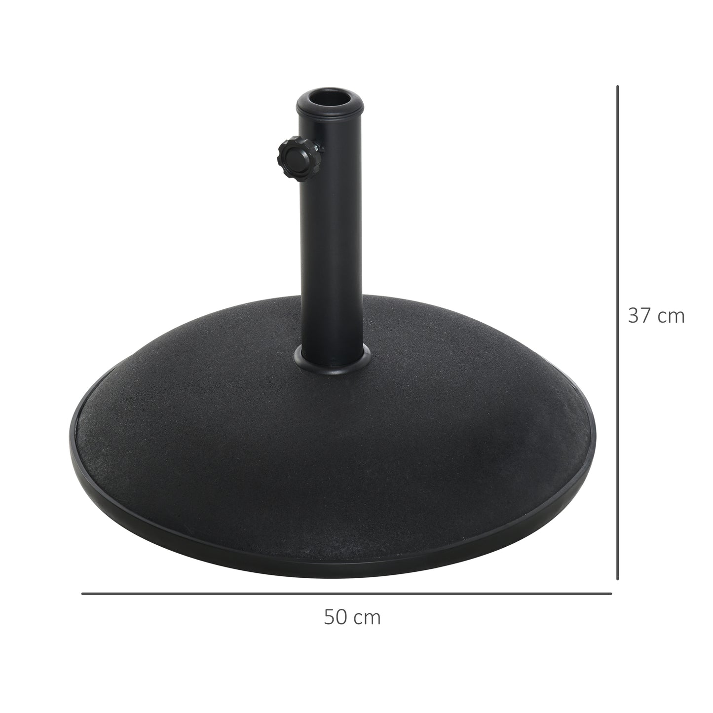 Outsunny 25kgs Round Umbrella Base Concrete Parasol Weight Stand Patio Outdoor Black Dia 49cm