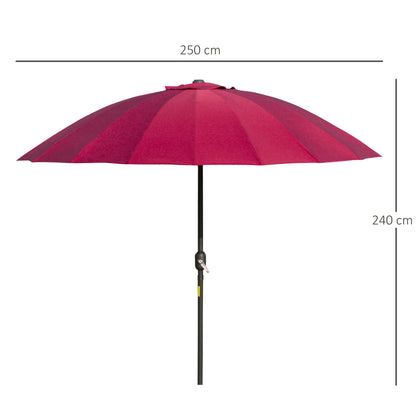 Outsunny 2.6m Shanghai Garden Parasol Umbrella with Crank & Tilt