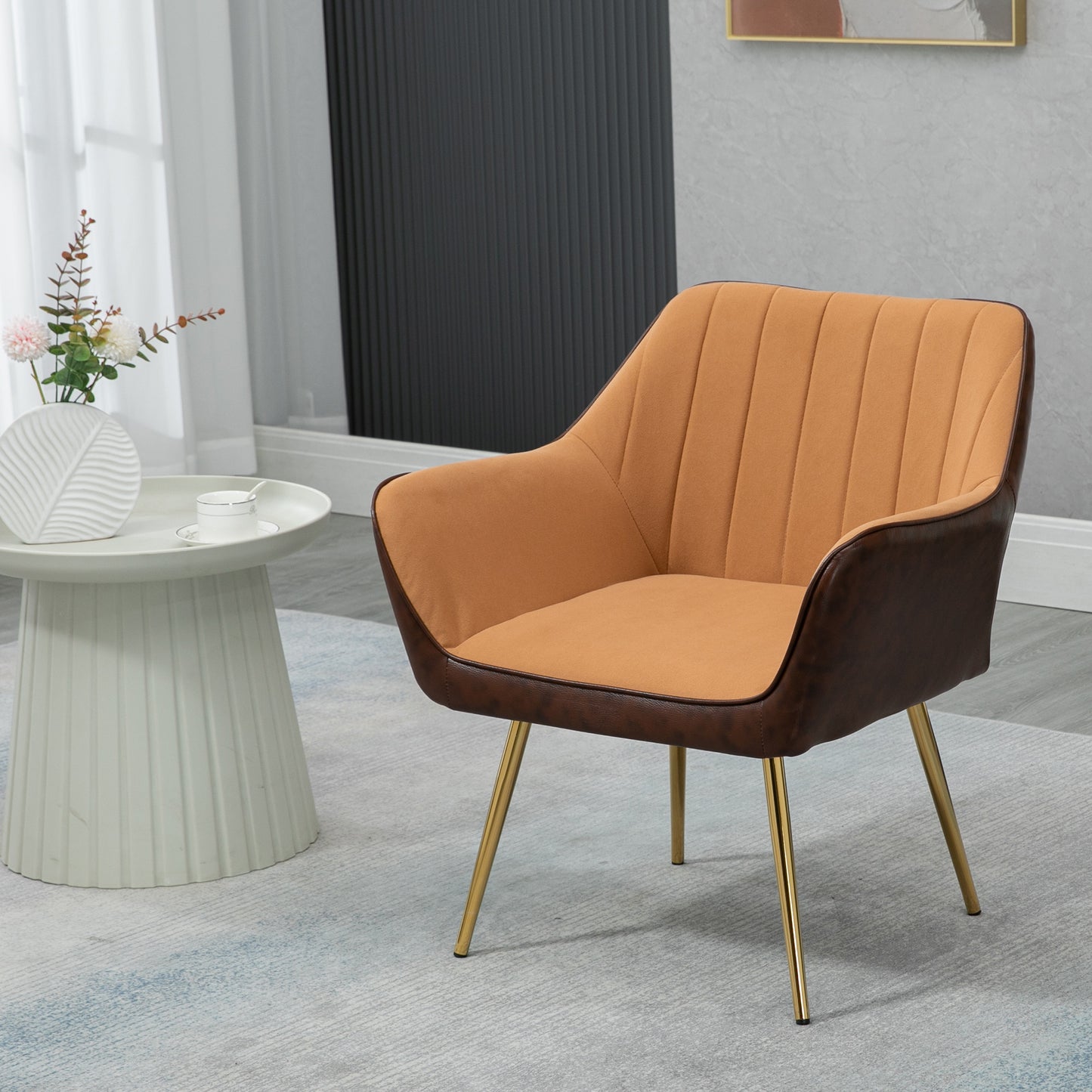 Homcom Modern Velvet Armchairs with Gold Steel Legs