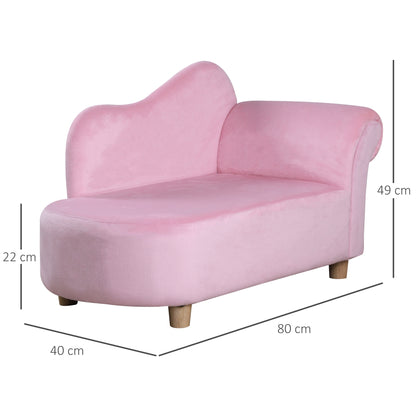 Homcom Kids Velvet-Like Chaise Lounge  Pink