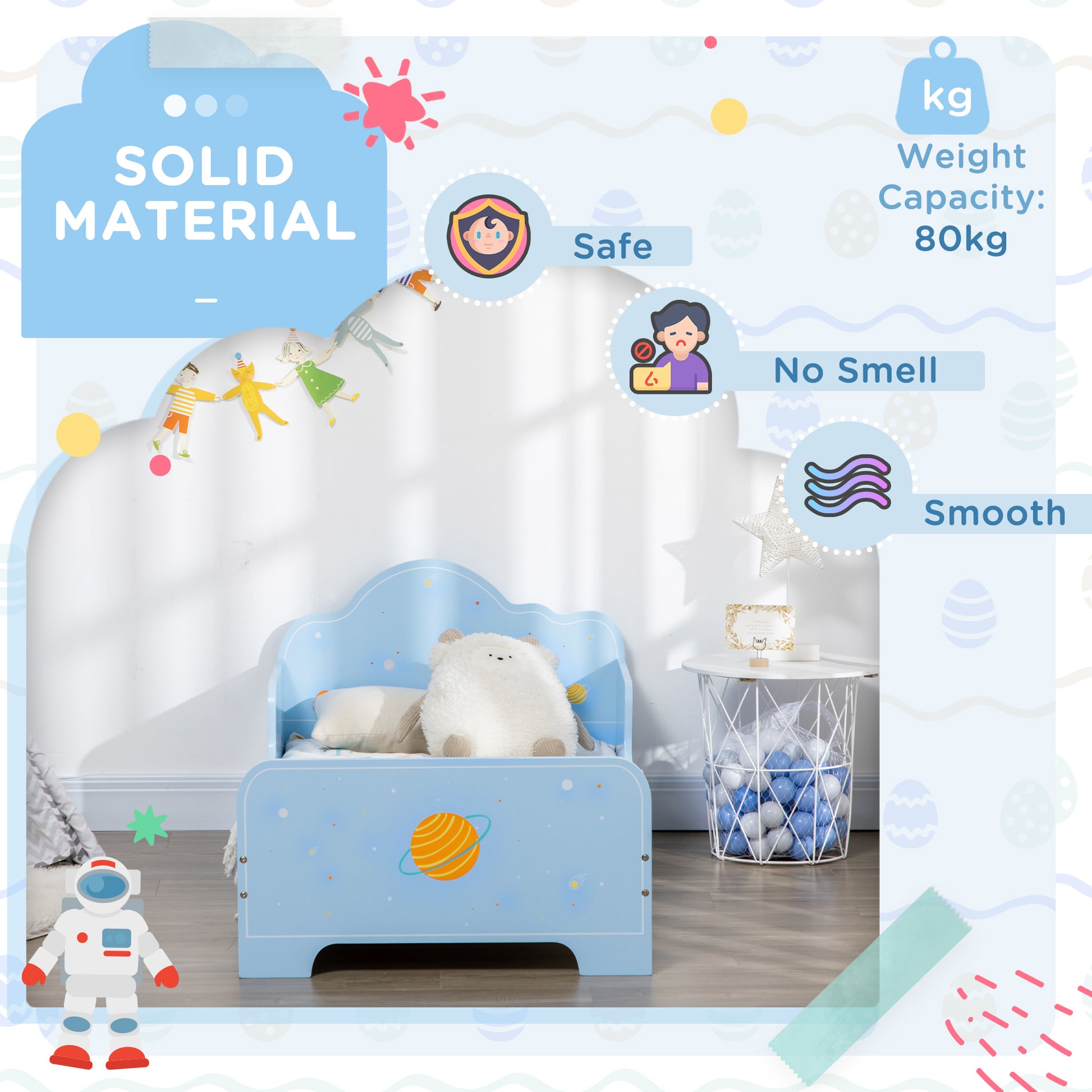 ZONEKIZ Space Themed Toddler Bed