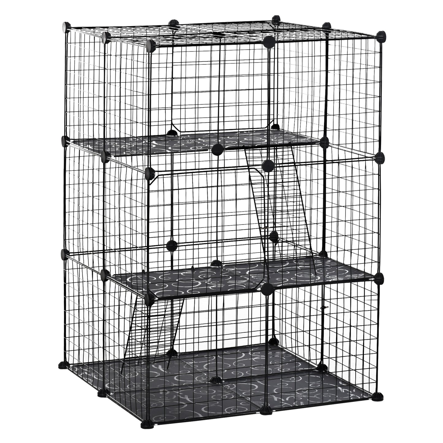 3 Tier Small Animal Cage Black by Pawhut