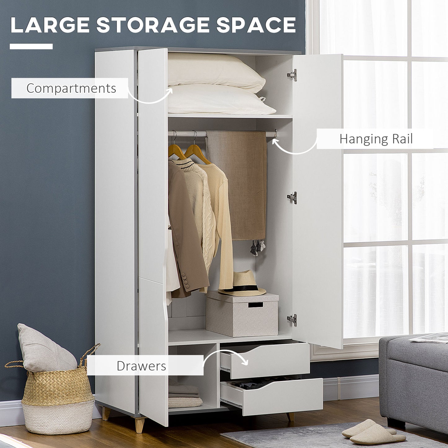 Homcom Wardrobe with 2 Doors