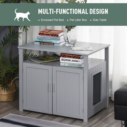 Cat Litter Box Unit Grey by Pawhut