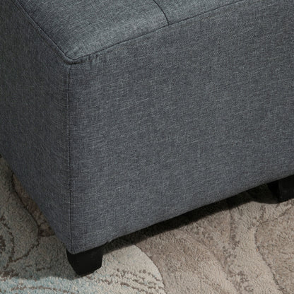 Homcom Linen-Look Square Ottoman Footstool w/ Button Tufts Wood Frame Padding Fabric Upholstered Stylish Home Furniture Footrest Side Table Grey