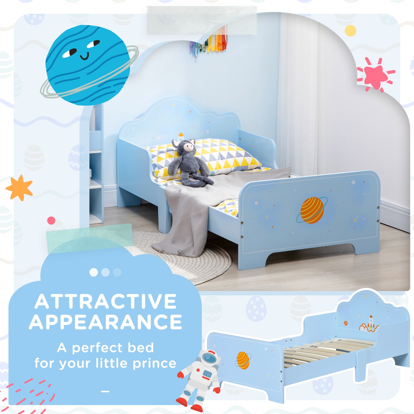 ZONEKIZ Space Themed Toddler Bed