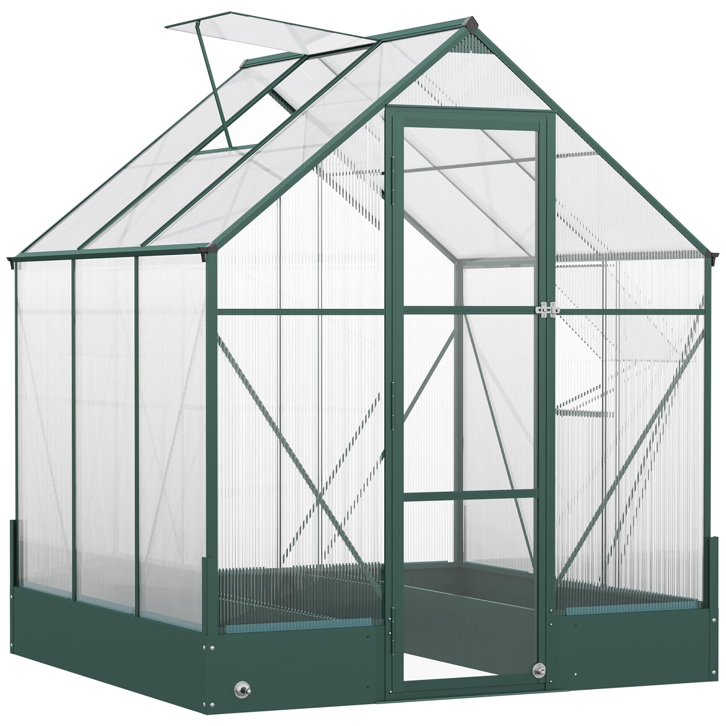 Outsunny Garden Walk-in Aluminium Greenhouse Polycarbonate with Plant Bed