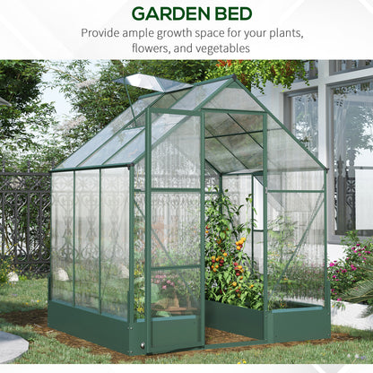 Outsunny Garden Walk-in Aluminium Greenhouse Polycarbonate with Plant Bed