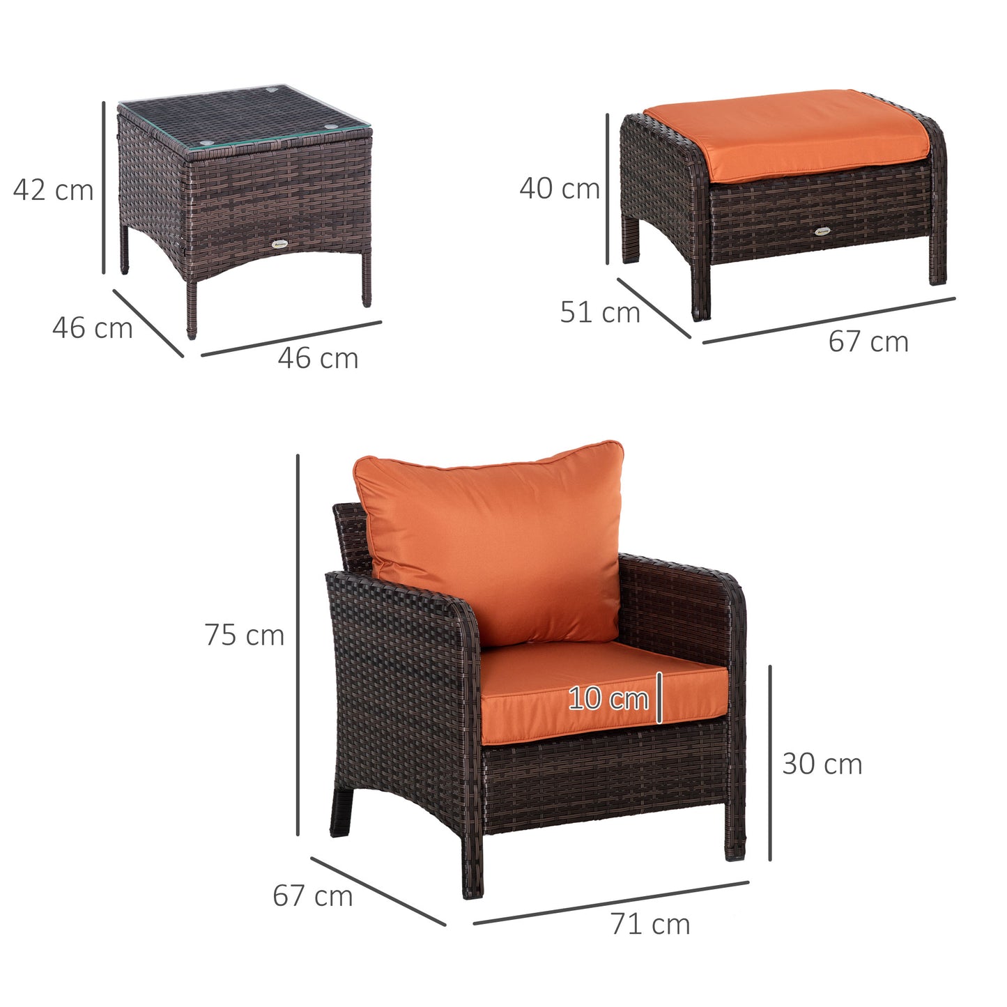 Outsunny 5 Pcs PE Rattan Garden Furniture Set