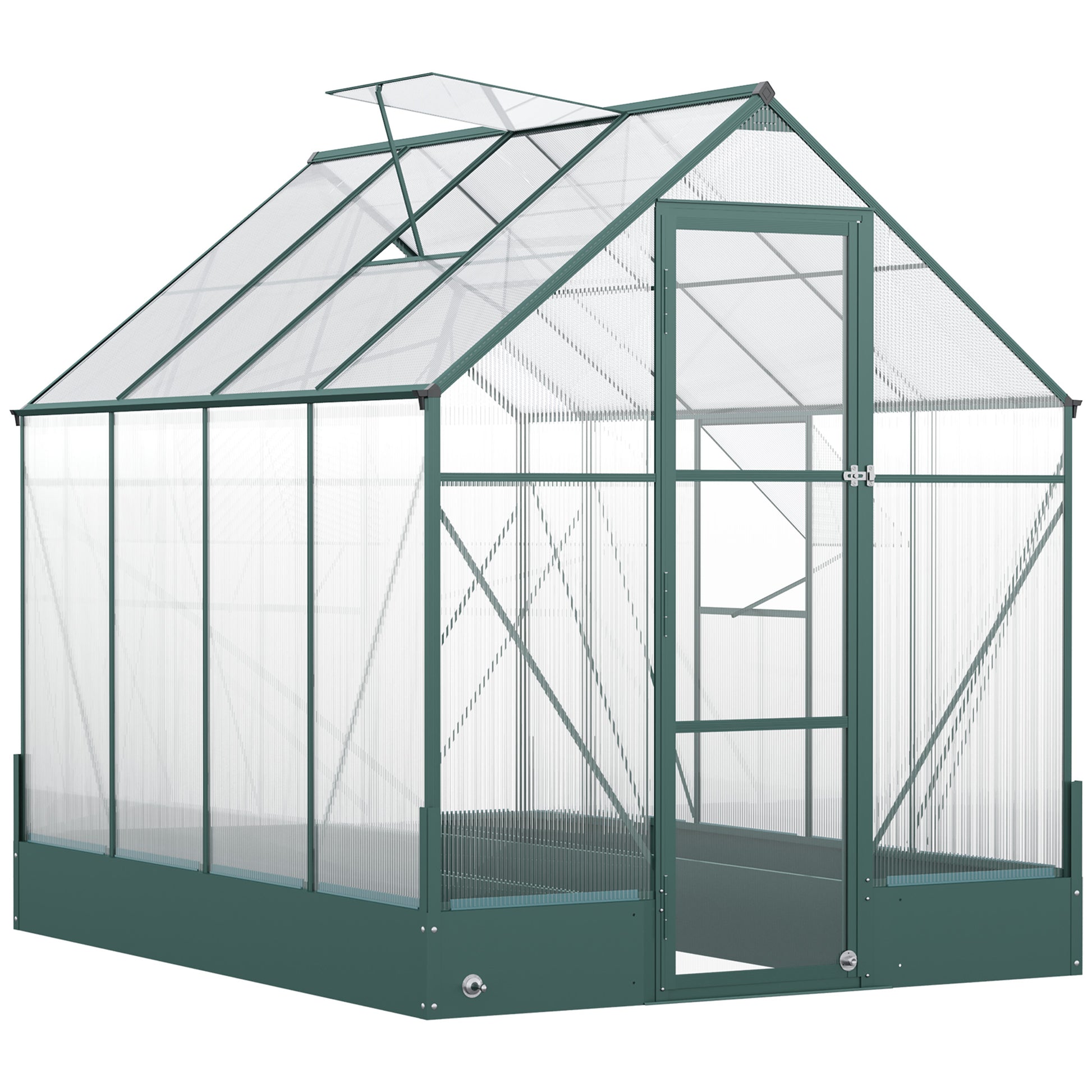 Outsunny Garden Walk-in Aluminium Greenhouse Polycarbonate with Plant Bed