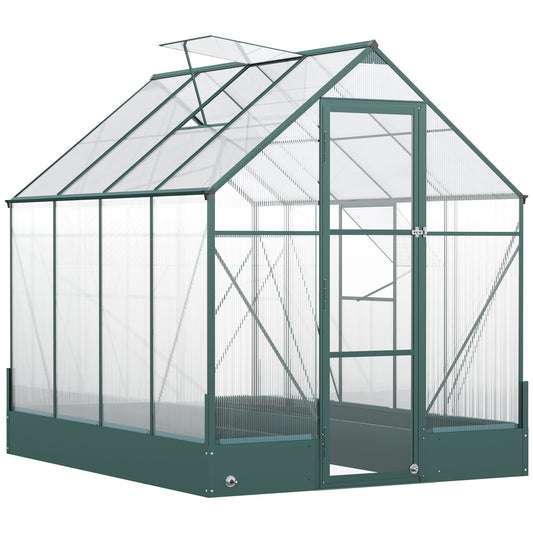 Outsunny Garden Walk-in Aluminium Greenhouse Polycarbonate with Plant Bed