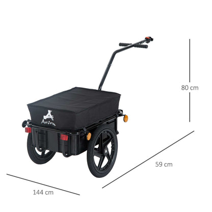 Homcom Cargo Trailer Bike Stroller Garden Trolley W/Carrier Utility Luggage & Wheels Black