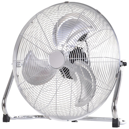 Homcom 20" Chrome Metal Floor Fan with Tilting