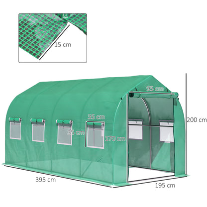 Outsunny 4x2 m Polytunnel Walk-in Greenhouse-Green