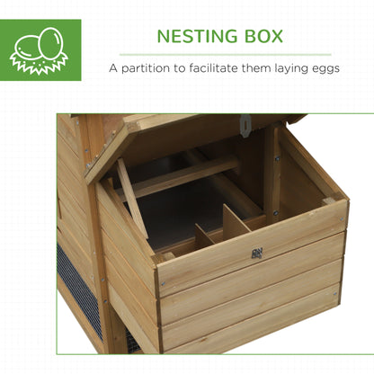 PawHut Small Chicken Coop with Run Hen House Poultry Coops Cages Nesting Box Wood 150.5 x 54 x 87cm