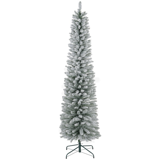 7ft Slim Christmas Tree Artificial - White Frosted Green  405 Tips