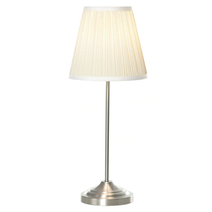 Homcom Modern Table Lamp with Pleated Fabric Lampshade and Metal Base