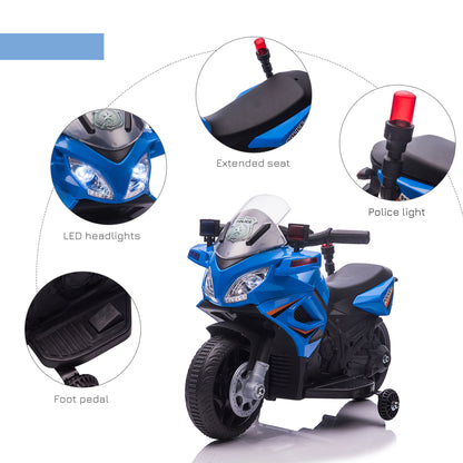 Homcom Kids 6V Electric Pedal Motorcycle Ride-On Toy Battery 18-48 months Blue