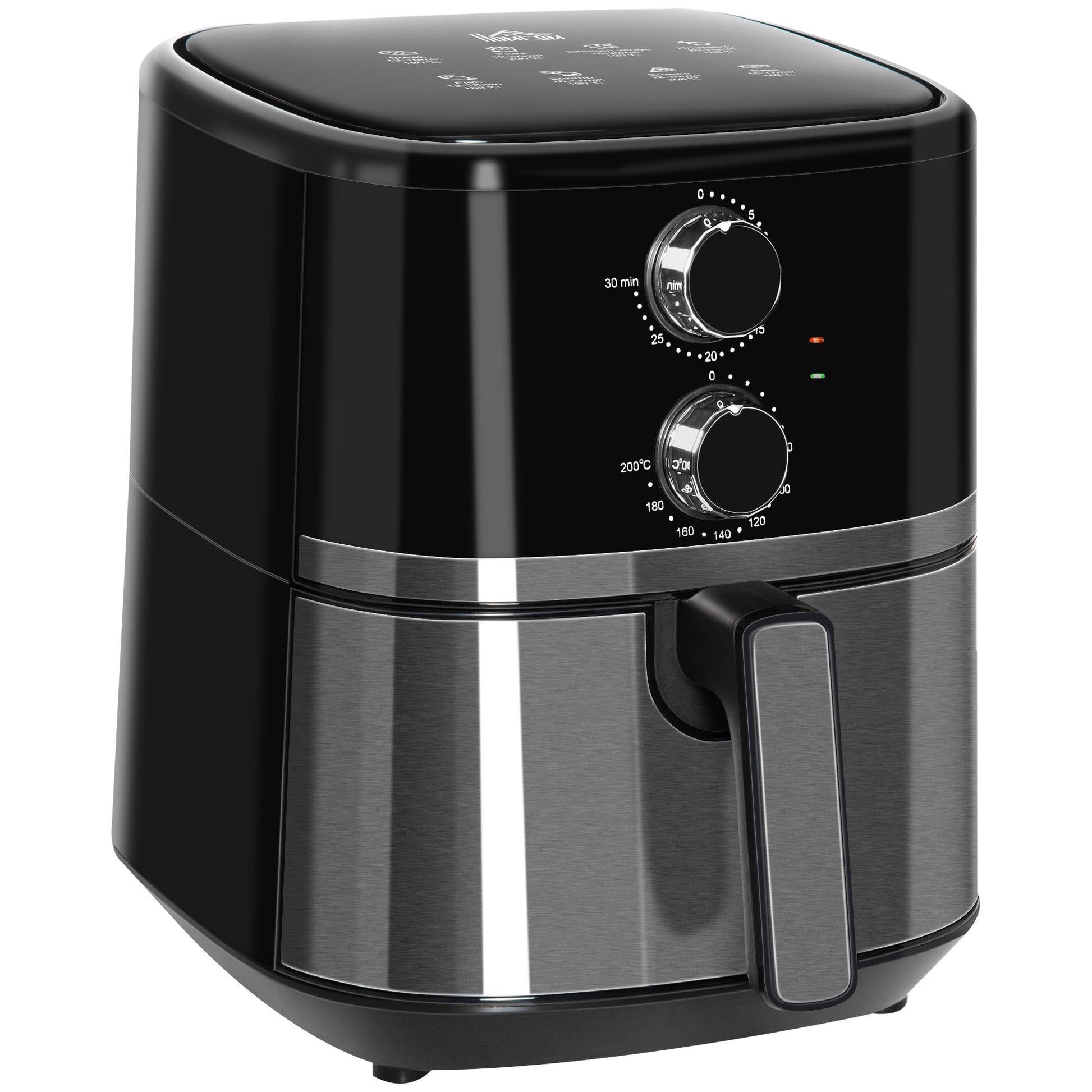 1500W 4.5L Air Fryer 8 Presets With Rapid Air Circulation Black & Steel by Homcom