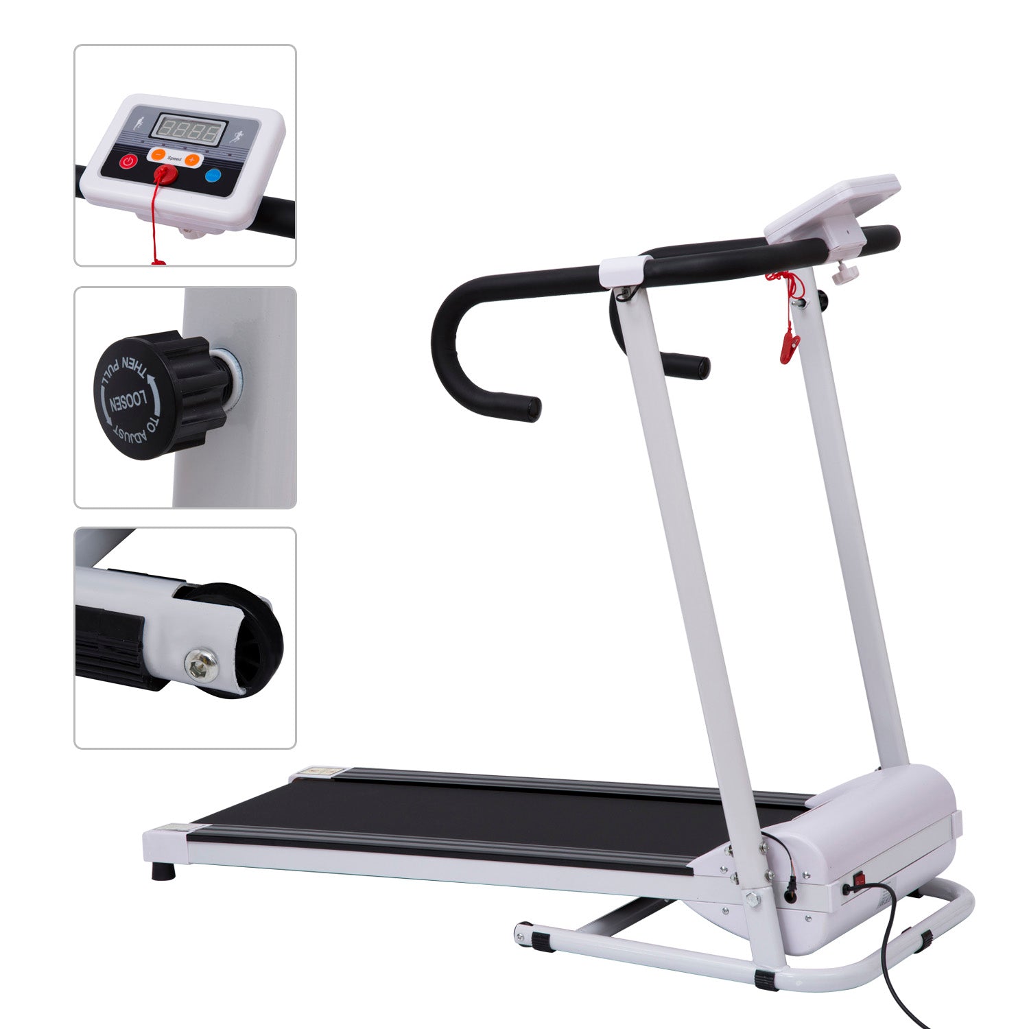 Homcom Steel Folding Motorized Home Treadmill w/ LCD Monitor White