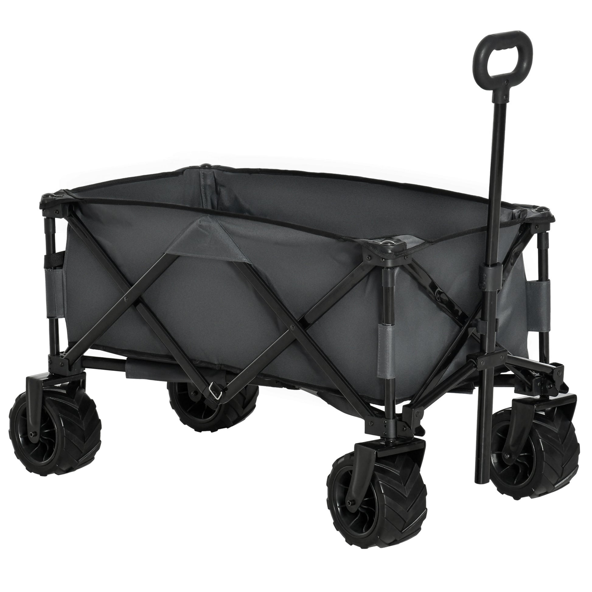 Outsunny Folding Metal Frame Garden Trolley - Grey