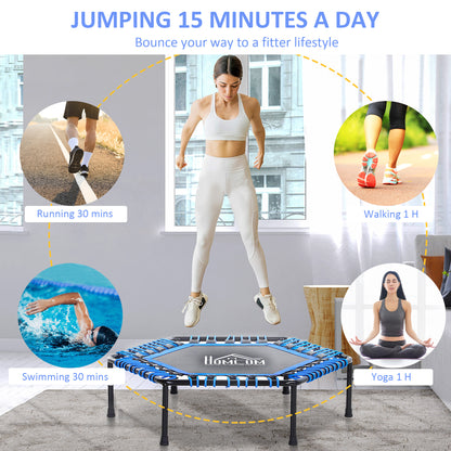 Homcom 40" Mini Hexagon Steel Frame Trampoline with Anti-slip Rubber Pads Blue