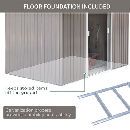 Galvanised 9 x 6' Double Door Reverse Apex Garden Shed With Ventilation Steel Grey by Steadfast