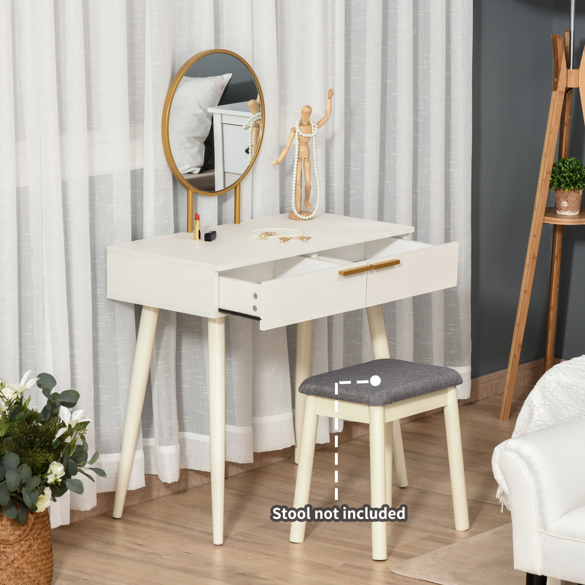 Homcom Modern Dressing Table with Round Mirror