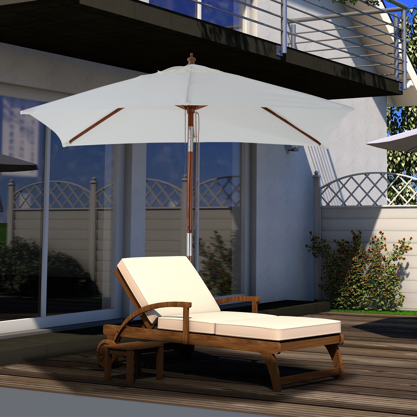 Outsunny 2m x 1.5m Garden Parasol Umbrella with Tilting Sunshade Canopy