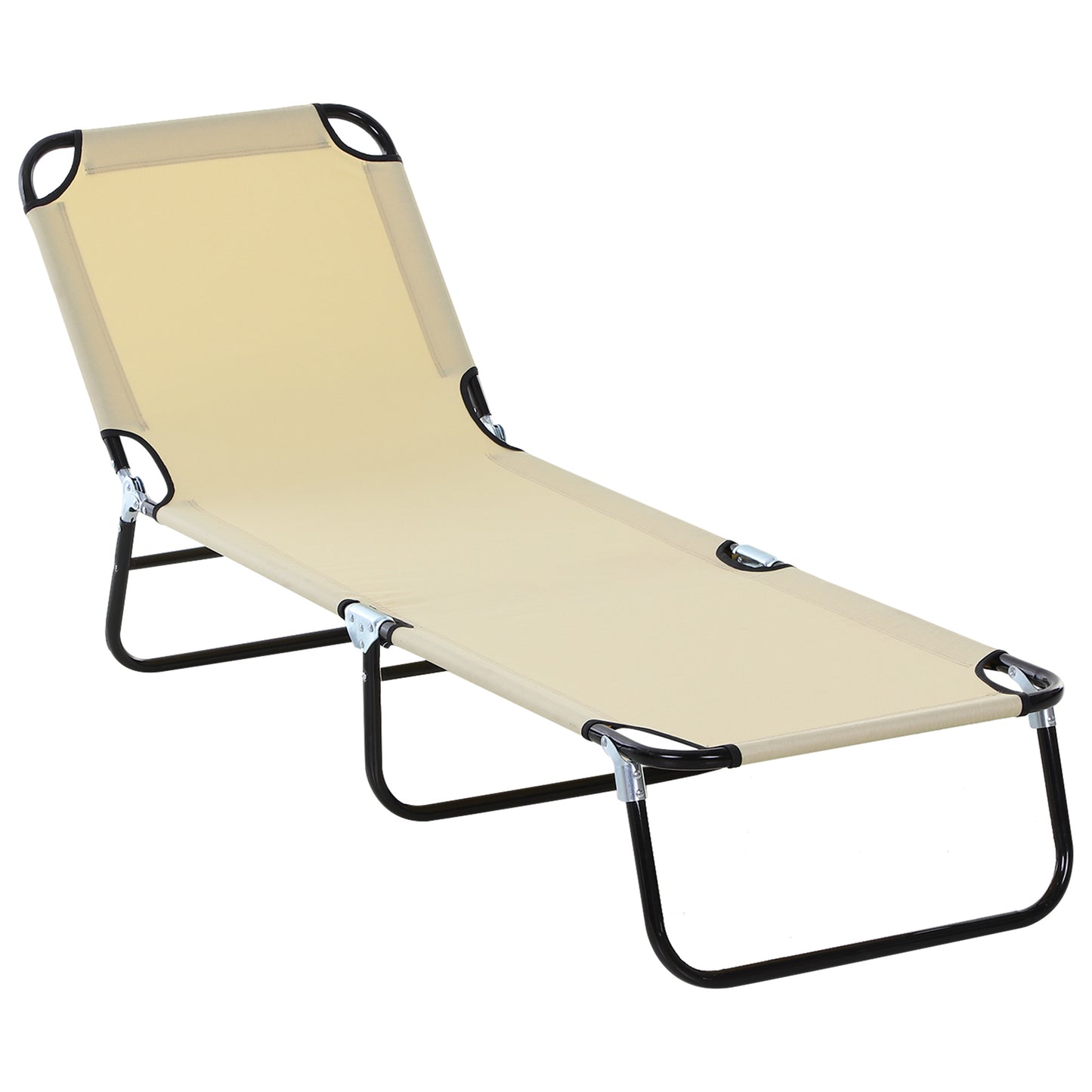 Outsunny Foldable Sun Lounger with 5-Position Adjustable Backrest