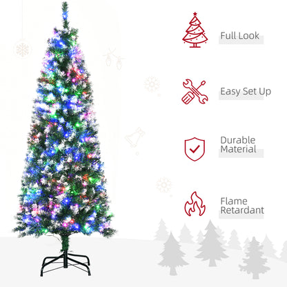 Homcom 5FT Tall Prelit Pencil Slim Artificial Christmas Tree with Realistic Branches