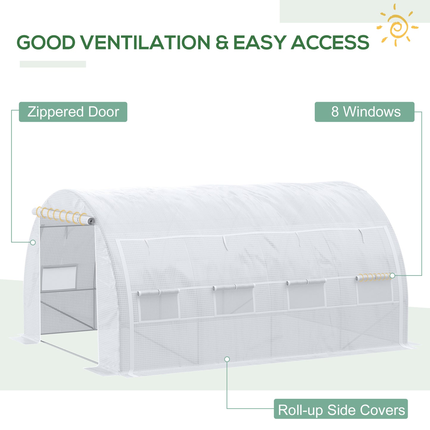 Outsunny 4 x 3 x 2 m Polytunnel Greenhouse