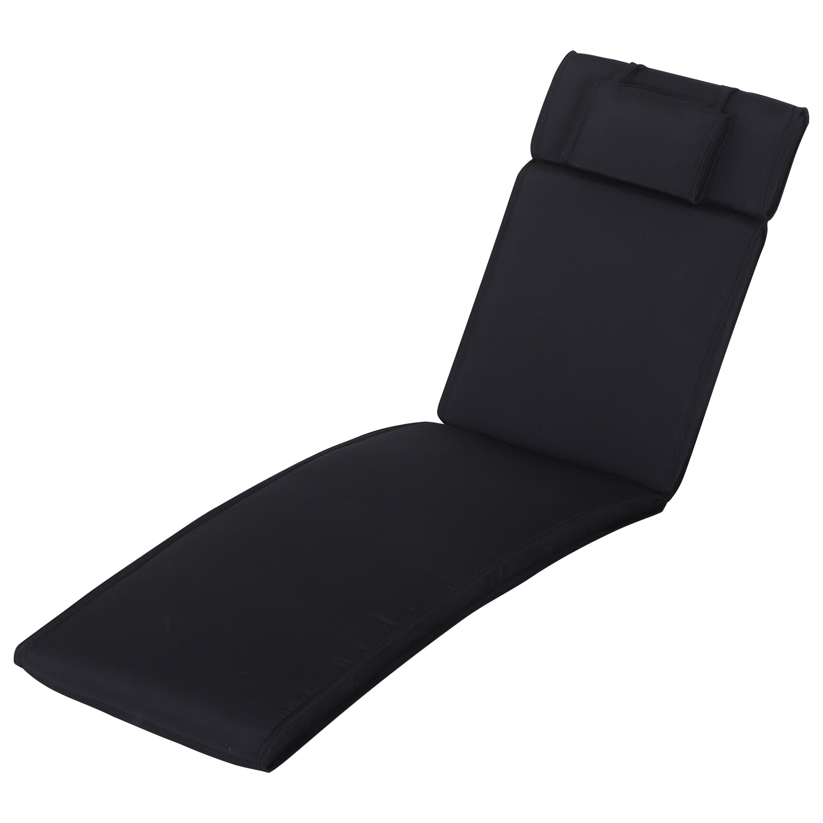 Outsunny Garden Sun Lounger Cushion Replacement Thick Sunbed Reclining Chair Relaxer Pad with Pillow - Black