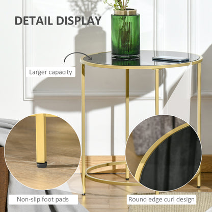 Homcom Round Side Table Morden Coffee Tables with Gold Metal Base