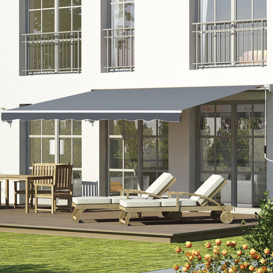 Outsunny Manual Retractable Patio Awning Shelter UV Protection