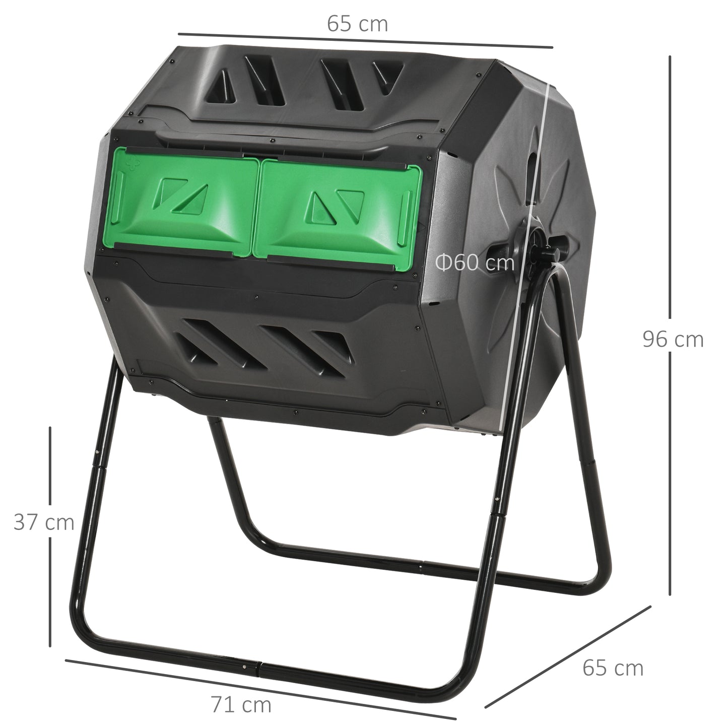 Outsunny 160L Tumbling Compost Bin Outdoor Dual Chamber 360 Rotating Composter